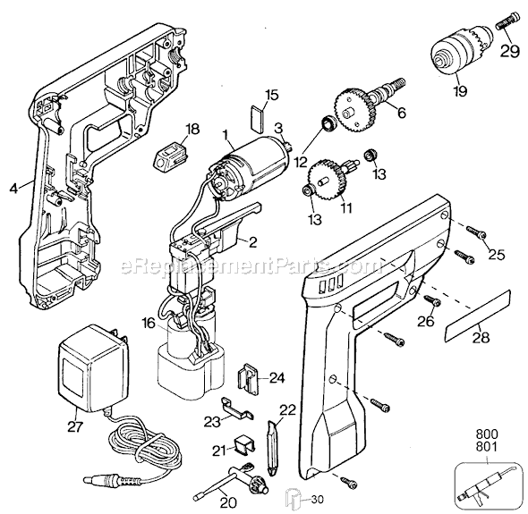 Page A Diagram and Parts List for 9013 Type 4 Black and Decker Cordless Drill